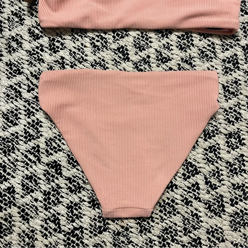 New Cella Jane X Beach Riot Neutral Ribbed Pink Tie-up Bikini Set Size 5/6